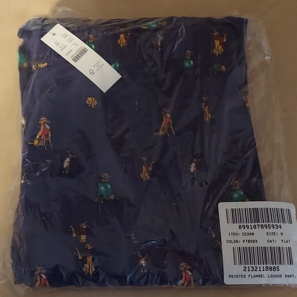 J.Crew Soft Cotton Pajama Lounge Pants Navy Dog MED (32-34) BNWT SO 2025